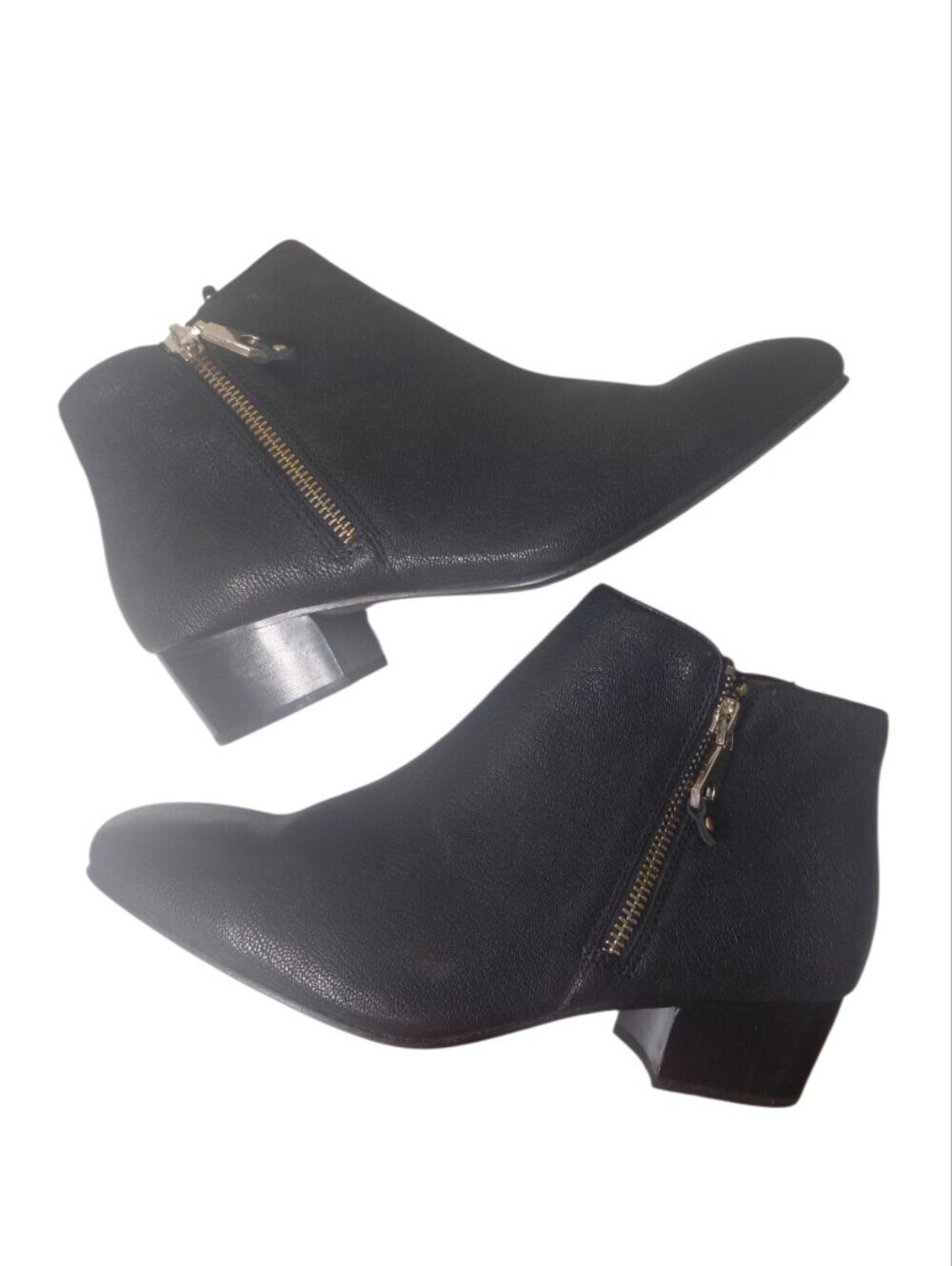 Rebecca Minkoff Black Pointed Ankle Booties with Gold Zippers Size 7.5